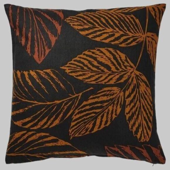 IKEA HÖSTKVÄLL Cushion Cover Leaf Pattern - Black/Orange 20" x 20 " - Picture 5 of 6
